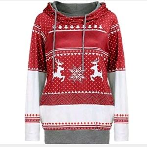 Women Tops Hooded Sweatshirt Snowflake Pullover